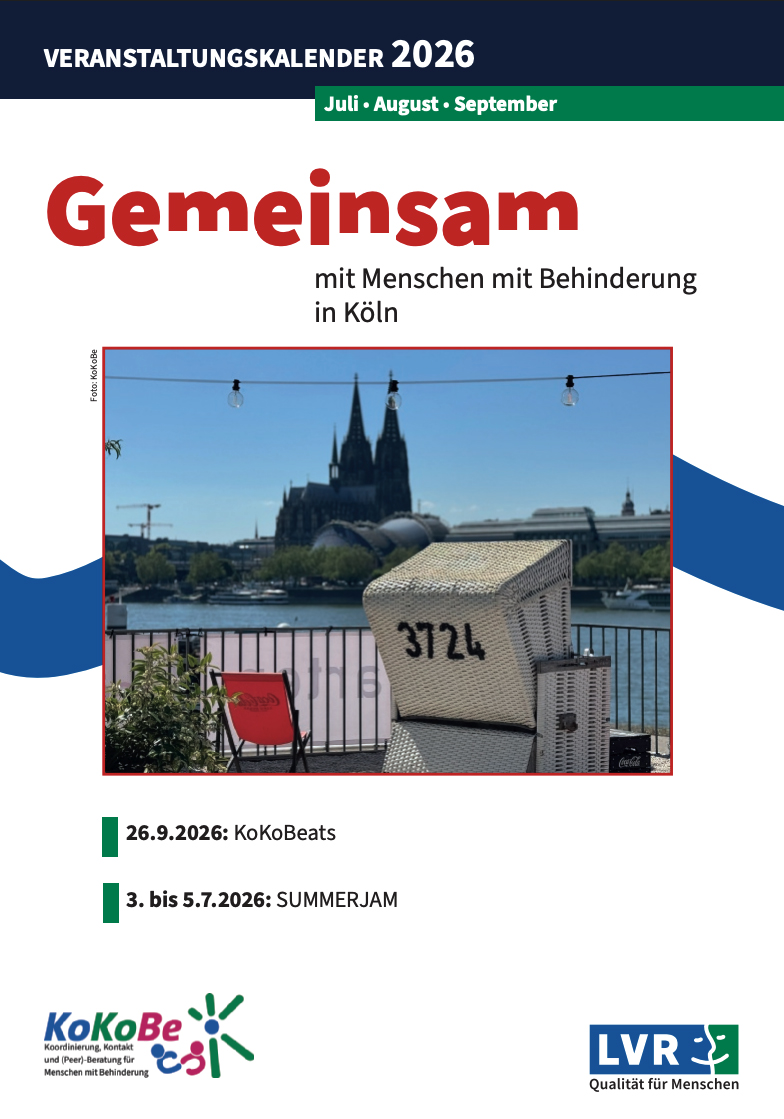 Titelbild gemeinsam Ausgabe 3-2006. Vorderung ein Strandkorb am Rhein. Im Hintergrund der Kölner Dom